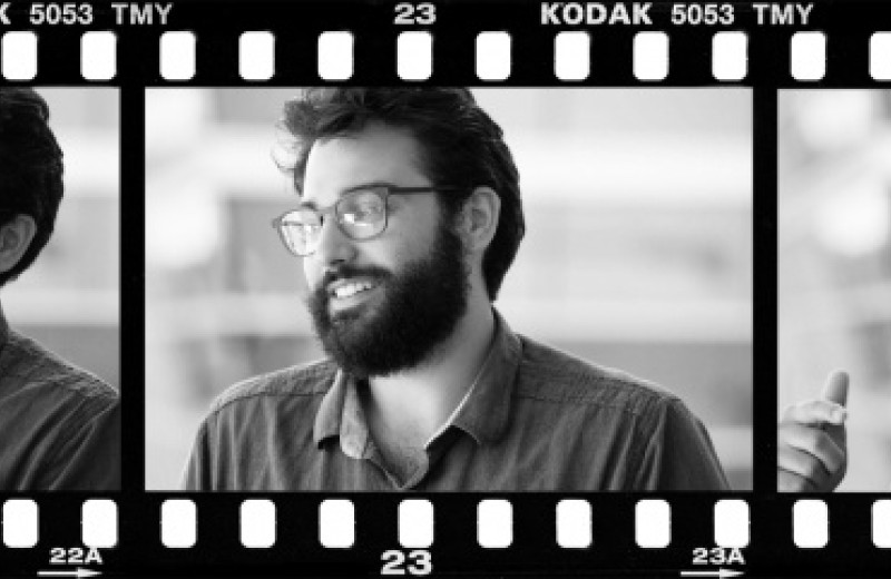Film strip of three images featuring Ramsey Najm