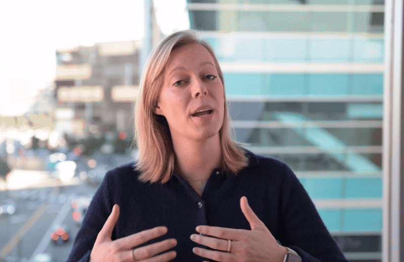 Gif of Alisa Dietl sitting down for an interview at Gladstone