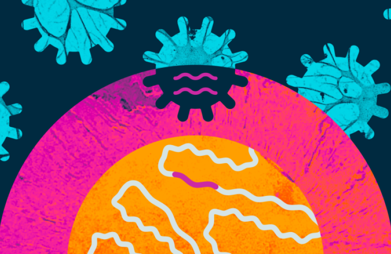 Illustration of HIV infecting a cell